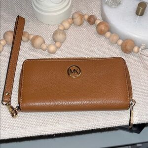 Michael Kors Brown Leather Wristlet